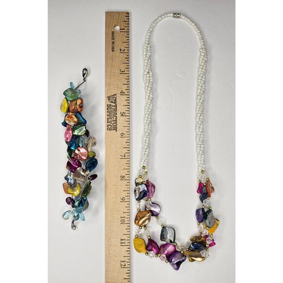 Southwest Triple Strand NECKLACE BRACELET Baroque Gemstone Vintage JEWELRY GIFT - Picture 2 of 7